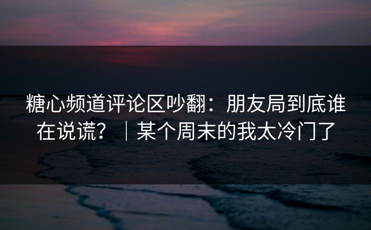 糖心频道评论区吵翻：朋友局到底谁在说谎？｜某个周末的我太冷门了