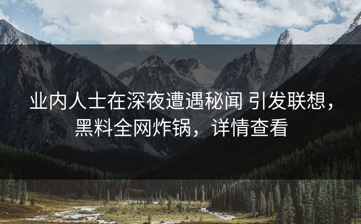 业内人士在深夜遭遇秘闻 引发联想,黑料全网炸锅,详情查看 业内人士在深夜遭遇秘闻 引发联想,黑料全网炸锅,详情查看