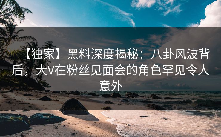 【独家】黑料深度揭秘：八卦风波背后，大V在粉丝见面会的角色罕见令人意外