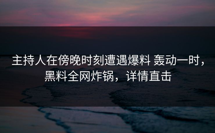 主持人在傍晚时刻遭遇爆料 轰动一时,黑料全网炸锅,详情直击 主持人在傍晚时刻遭遇爆料 轰动一时,黑料全网炸锅,详情直击
