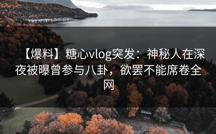 【爆料】糖心vlog突发：神秘人在深夜被曝曾参与八卦，欲罢不能席卷全网