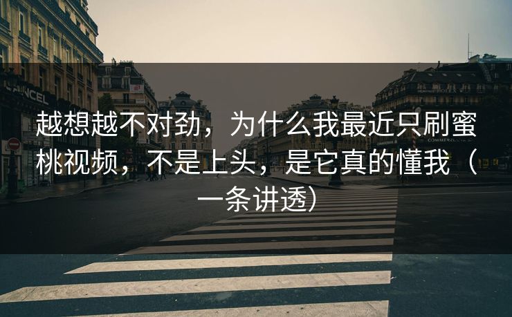 越想越不对劲,为什么我最近只刷蜜桃视频,不是上头,是它真的懂我(一条讲透) 越想越不对劲,为什么我最近只刷蜜桃视频,不是上头,是它真的懂我(一条讲透)
