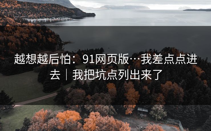 越想越后怕：91网页版…我差点点进去｜我把坑点列出来了