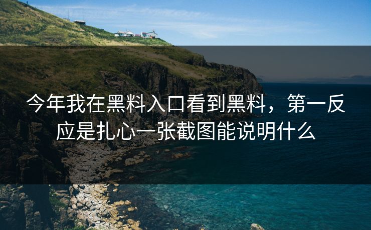今年我在黑料入口看到黑料，第一反应是扎心一张截图能说明什么