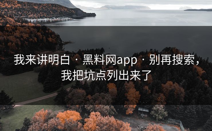 我来讲明白 · 黑料网app · 别再搜索，我把坑点列出来了