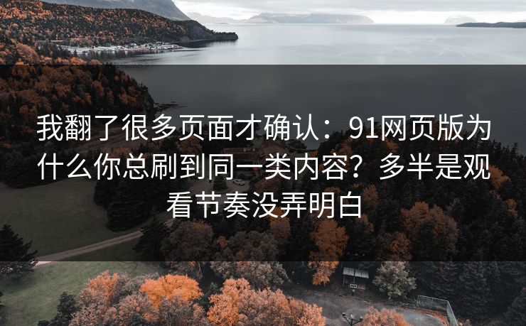 我翻了很多页面才确认：91网页版为什么你总刷到同一类内容？多半是观看节奏没弄明白